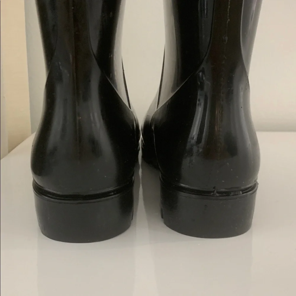 Capelli NY Black Rain Boots with Floral Accents size 10